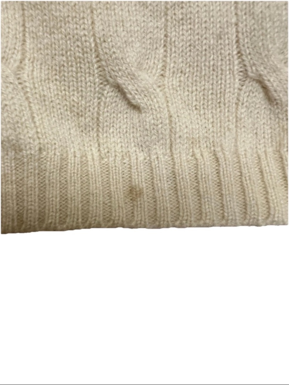 Charter Club Cashmere Sweater V-Neck Cable Knit Beige Long Sleeve Petite Small - Picture 2 of 7